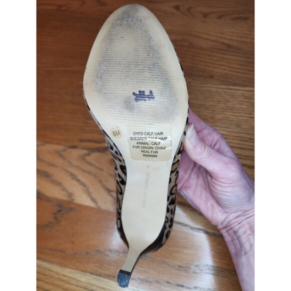 Banana Republic Calf Hair Leopard Print Leather Pump Heels Size 8 - Picture 11 of 14